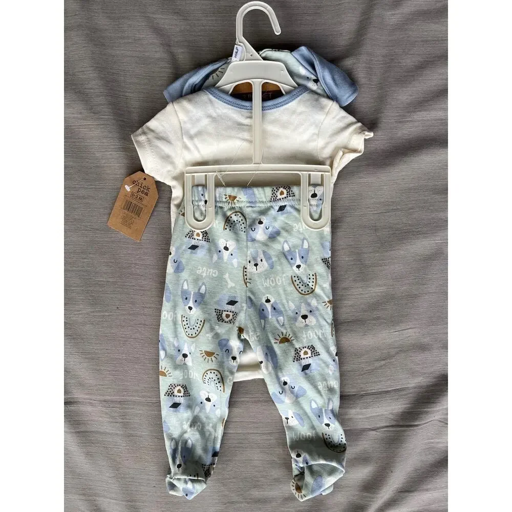 Chick Pea Baby Boy 3 Piece bodysuit Set 0-3 Months Grandpa’s New Buddy NWT